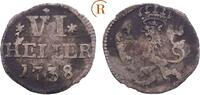 Hessen Kassel: 6 Heller 1738 Friedrich I, 1730-1751: ss 10,00 EUR  Excl. 4,00 EUR Verzending