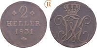 Hessen Kassel: 2 Heller 1831 Wilhelm II, 1821-1847: ss Randfehler 10,00 EUR  Excl. 4,00 EUR Verzending