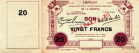Frankreich France / Frankreich Le Quesnoy 20 Francs 1914 Annulé -