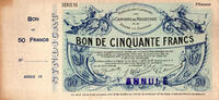 Frankreich France / Frankreich Maubeuge 50 Francs 1916 Annulé -