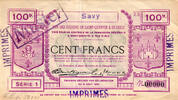 Frankreich France / Frankreich Savy 100 Francs 1916 Muster -