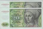 Deutschland 20 DM Deutsche Mark 1960 Ro 264c J/Q Pair - Pärchen nachfolg... 90,00 EUR  Excl. 5,35 EUR Verzending