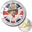 2 Euro Coloured Coin Set of 5 in Presentation Box - UK British Monarchy