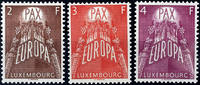 Luxemburg 3 Werte 1957, 2 - 4 Fr. Europe CEPT, 3 values complete, in perfect condition mint never hinged, unsigned, Michel 200.- -