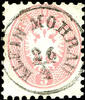 Österreich Stempel 5 Kreuzer KLEIN MOHRAU 26 / 4, single circle postmark straight mounted, clear and centric, complete on rose double eagle, Müller no. 1277 -