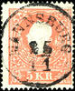 Österreich Stempel 5 Kreuzer MANNSBURG 25 / 11, single circle postmark straight mounted, clear and centric, nearly completely on red Franz Joseph type II, M -