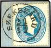 Österreich Stempel 15 Kreuzer SZEKSZARD, each single circle postmark clear and complete on 2 letter pieces blue Franz Joseph and 5 kreuzer rose double eagle, -