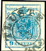 Österreich Stempel 9 Kreuzer TLUSTE 30 / 3, two ring cancel S.O.T.N on blue coat of arms, machine paper type III, Müller no. 2972 b, 255 points -