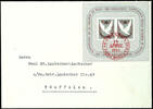 Schweiz A hundred years Bale dove souvenir sheet with red first day postmark Basle 14 April 1945 on properly franked letter to Taeuffe -
