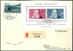 Schweiz IMABA souvenir sheet with special cancel Basle 22. VIII. 48 and additional franking on properly franked registered letter to O -