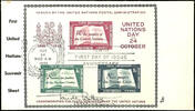 Uno New York 1955, souvenir sheets issue 10 years United Nations on First Day Cover with appropriate special cancel, in perfect condition. -
