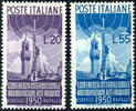 Italien 1950, 20 L. And 55 L. international Radio conference in florence and Rapallo, complete set with two values, in perfect conditi -