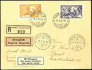Schweiz 1923, 15 C. To 50 C. Airmail, complete set with 6 values, x-paper, neat cancelled, Michel 180.- -