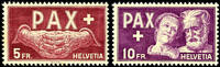 Schweiz 1945, 5 C. To 10 Fr. Pax, complete set with 13 values, impeccable mint never hinged, Michel 450.- -