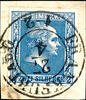 Preußen 2 Sgr. blau, gegitterter Grund, farbfrisches und vollrandiges Luxusstück, klar und zentrisch entwertet mit K2  Frankfurt A. d. O. 27/4  (Reg.