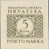 Kroatien Portomarken 5 K., imperforated proof print from the 2. Print period in gray green, mint never hinged, photo expertize Zrinjscak BPP -