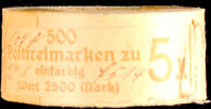 Deutsches Reich 5 Mark 5 M. Dark orange as complete roll to 500 stamps = 2500 Mark value, perfectly mint never hinged with original closure, Michel on -