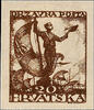 Jugoslawien 20 F. Postal stamp, type II, plate 2, imperforated with printing on the back, unused without gum, as issued, photo expertize Zri -