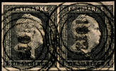 Preußen Nummernstempel 1913 - Wroclaw (government district Wroclaw), two typical strikes on horizontal choice copy pair 1 Sgr. Black on rose -