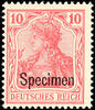 Deutsches Reich 10 Pfg Germania with Specimen overprint, sound perforated, mint never hinged extremely fine copy, expertized Schmitz, Michel 6 -