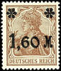 Deutsches Reich 1,60 Mark 1, on 5 Pfg Germania, dark brown, overprint subdued gloss, impeccable mint never hinged, expertized Tworek BPP, Michel 230.- -