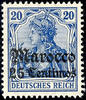 Deutsche Post in Marokko 25 Centimos on 20 Pfg Germania German Reich watermarked and overprint Marocco, outstanding quality mint never hinged, unsigned, Michel 60 -