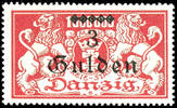 Danzig Gulden 3 G. On 1 million. M. With overprint flaw u in Guilder at the bottom open, unused with original gum, sound, photo expertize Tw -