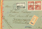 Serbien Mixed franking from 1, 50 Din. (pair) with 7 Din. On properly franked international registered letter to Goeppingen with dispatc -