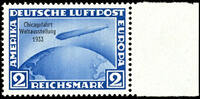 Deutsches Reich 2 Reichsmark 2 Reichmark Chicago flight, from right margin of sheet, mint never hinged, faultless condition, unsigned, Michel 350.- -