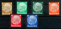 Deutsches Reich 3 Pfennig - 25 penny Hindenburg - misery, complete set of six values, mint never hinged, very fine, Michel 150.- -