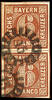 Bayern geschlossene Mühlradstempel 15 - AU / AMBERG, clear on lower left short at margin line, otherwise enormous margins vertical pair 6 Kr. Brown with large pa -