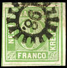 Bayern geschlossene Mühlradstempel 98 FUERTH / EBERN, clear on all around wide margined 9 Kr. May green with complete cutting lines at all four sides, superb in -