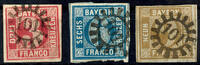 Bayern geschlossene Mühlradstempel 101 - EDENKOBEN, each clear on three different having full margins extremely fine copies -