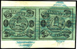 Braunschweig 1/2 Groschen 1 / / 5 penny black on bright gray green, having full margins and having bright colours, horizontal choice copy pair - only lef -