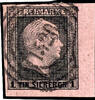 Preußen 1 Sgr. Black on rose, corner margin piece lower right, having bright colours and having full margins extremely fine copy, cancel -