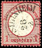 Deutsches Reich Groschen 1 Gr. Carmine, small breast shield, centered Taxis single circle postmark GROSS-STEINHEIM 28 2 72, currency-foreign use one s -