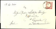 Deutsches Reich 1 Gr. Carmine, plate flaw H in German broken (Late stage), on cover from STETTIN (single circle cancel) to Eggesin, Michel 3 -