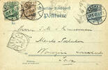 Deutsches Reich 3 Pfg and 5 Pfg Germania on postal stationery postcard 2 Pfg from AACHEN 17.8.00 to Java / Netherlands India with different ar -