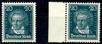 Deutsches Reich 20 Pfg Beethoven, 2 x each perfectly mint never hinged, Michel 340.- -