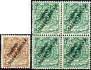 Deutsch-Südwest-Afrika 3 Pfennig pale ochre-brown and 5 penny in the block of four, mint never hinged, expertized as c, 5 without signature, superb in every re -