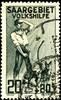 Saargebiet 20 C, peoples help 1926, plate flaw: apostrophe between L and K, used, photo expertize Ney. genuine and immaculate, Michel -