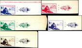 Französische Legion Outpost before Moscow, trial proofs in the colours blue-green, violet, dark red, brown and blue, on ungummed paper, imperforated -