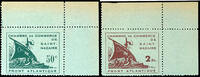 Frankreich - St. Nazaire 50 C. And 2 Fr. Chamber of commerce, always from upper right corner (in the margin of sheet shaded), stamps impeccable, unused w -