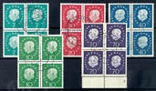Bundesrepublik Deutschland 7-70 Pfg. Heuss medals, block of four used, 70 Pfg. From lower margin of the sheet with printing number 2, Michel 1.300.- -