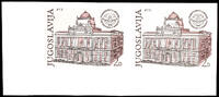 Jugoslawien 2 Din. University Sarajevo, imperforated, horizontal pair from the left lower corner of the sheet, mint never hinged sound -