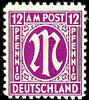 Bizone 12 Pfg American printing with plate flaw III, mint never hinged extremely fine copy, -