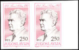 Jugoslawien 2, 50 Din. Ivan Riber, imperforated, horizontal pair from right margin of sheet, mint never hinged, sound -