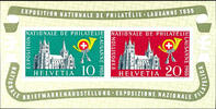 Schweiz 1955, souvenir sheet issue stamp exhibition Lausanne, perfectly mint never hinged, Michel 100.- -