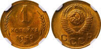 USSR 1 Kopeck 1949 Soviet Union, 1 Kopeck, 1949 year, NGC, MS 65 MS 65 58,80 EUR  Excl. 10,00 EUR Verzending