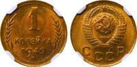 USSR 1 Kopeck 1949 Soviet Union, 1 Kopeck, 1949 year, NGC, MS 65 MS 65 58,80 EUR  Excl. 10,00 EUR Verzending